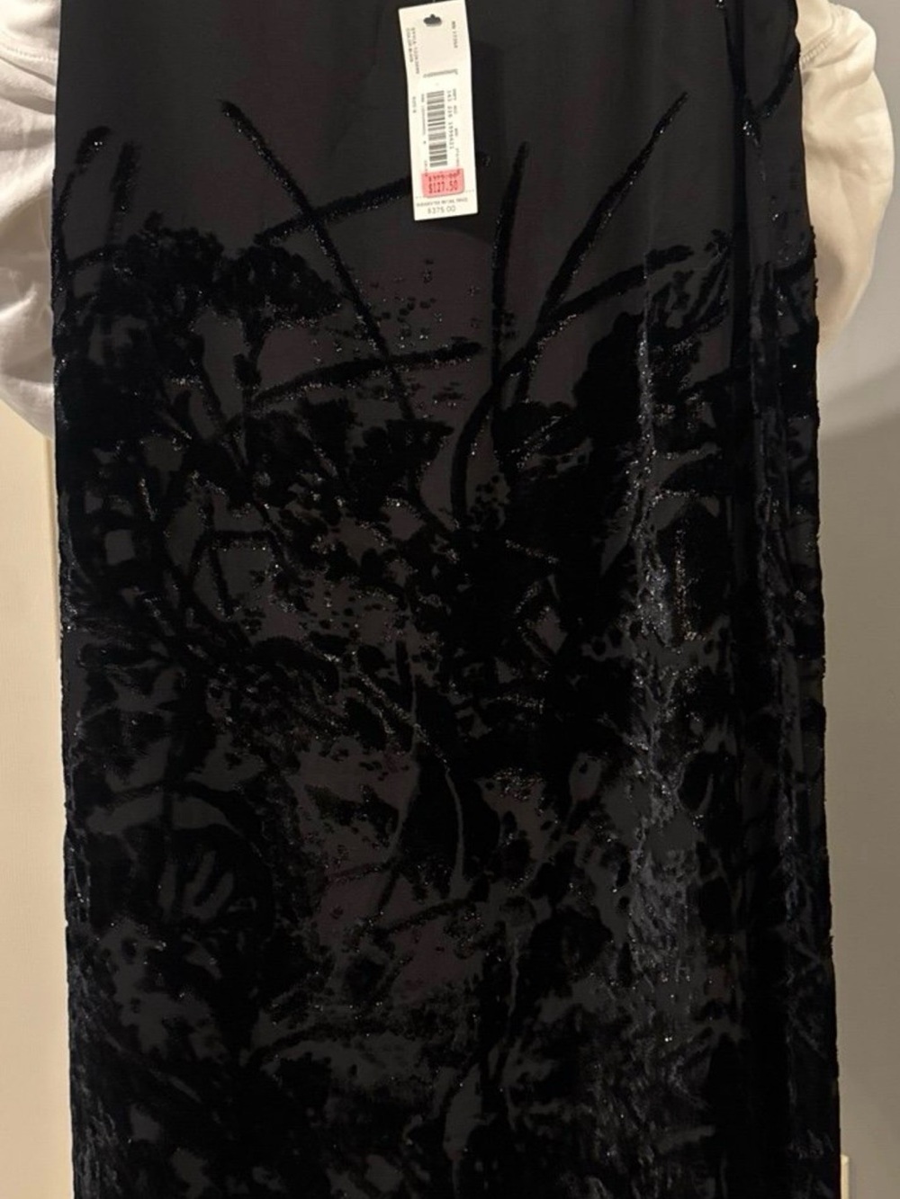 Ellen Tracy Black Velvet Burnout A-Line Skirt